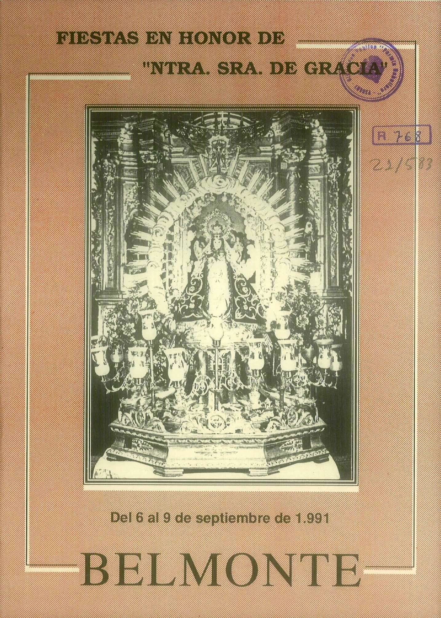Fiestas patronales en honor a Nuestra Señora de Gracia 1991 Belmonte